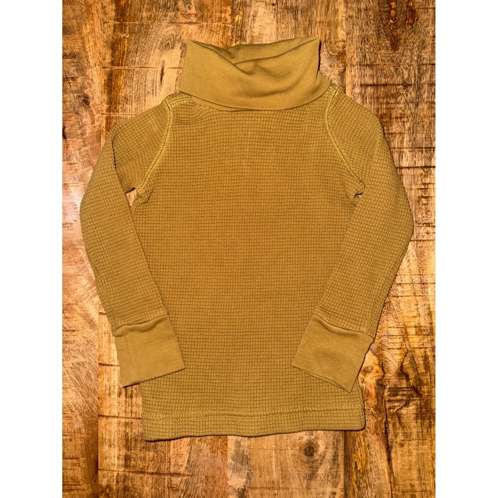 Noble Organic Pima Cotton Waffle Knit Turtleneck Mustard Gold Kids Size 3